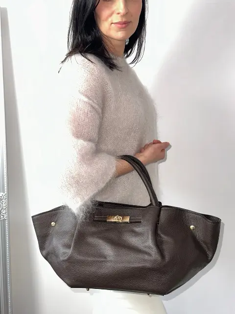 Skórzana torebka – czekoladowy brąz