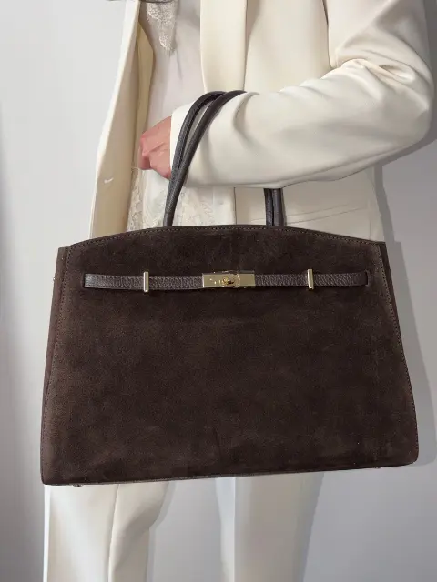 3 Zamszowa torebka w kolorze głębokiego brązu