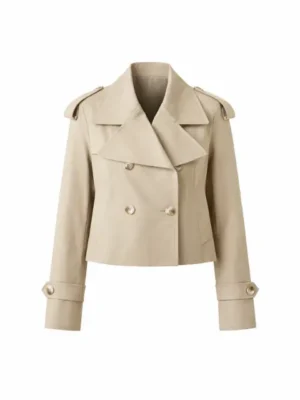 Beżowa kurtka wiosenna – klasyczny trencz